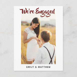 We're Engaged Personalized Photo Engagement Party Postcard