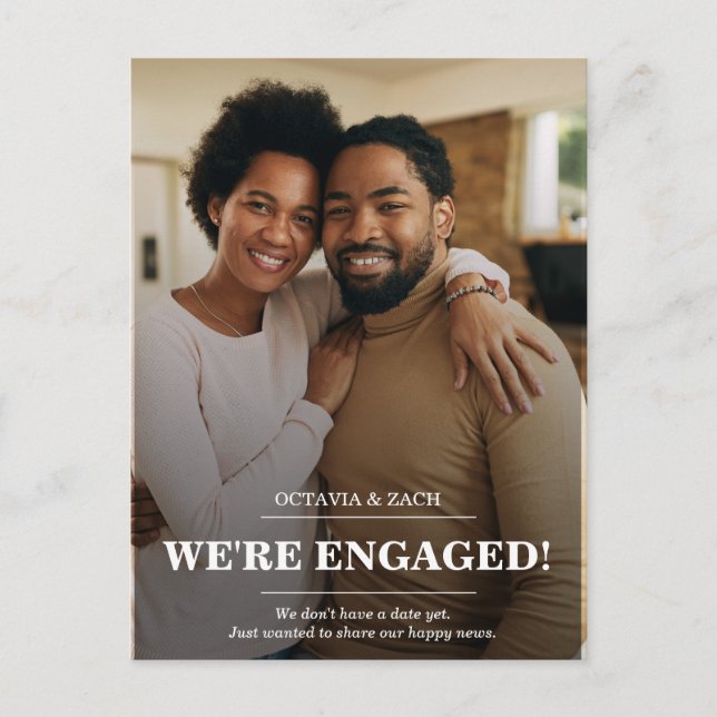 We're Engaged Photo Announcement Postcard (Front)