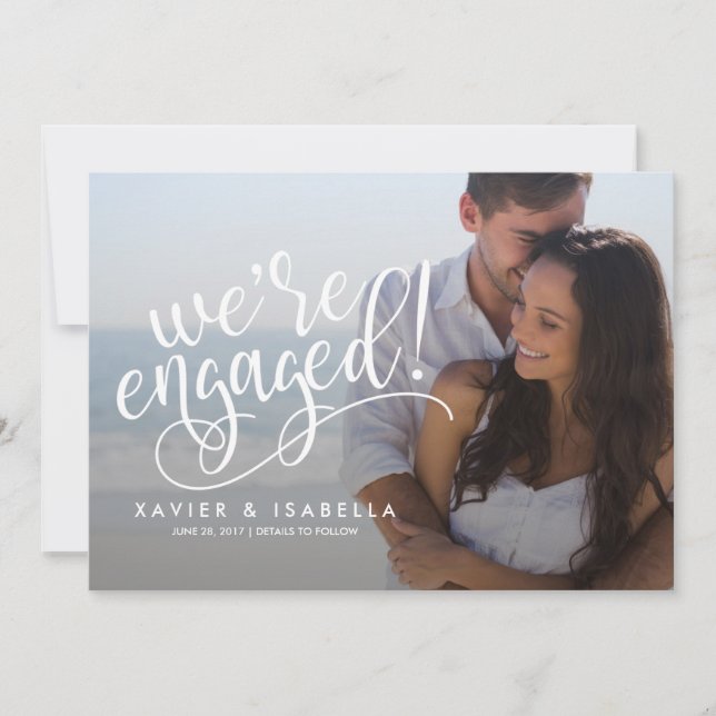 We're Engaged! | Photo Engagement Announcement (Front)