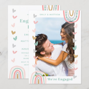 We're Engaged Photo Modern Engagement Party Invitation