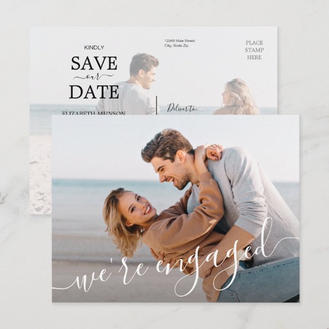 We're Engaged Photo Wedding Save the Date Announcement Postcard (Front/Back)