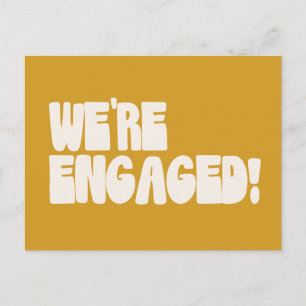 We're Engaged Retro Groovy Modern Yellow Budget Postcard