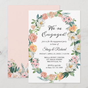 We're Engaged Roses Floral Party Invitation