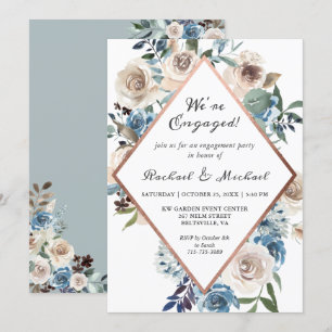 We're Engaged Rustic Boho Floral Engagement Party Invitation