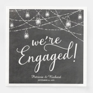 We're Engaged Rustic Engagement Party Chalk Napkin
