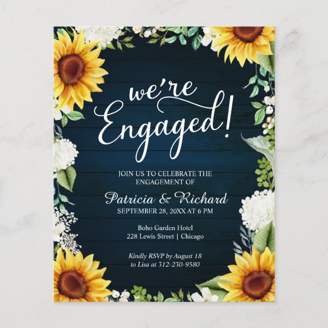 We're Engaged Rustic Engagement Party Invitation (Front)