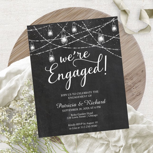 We're Engaged Rustic Engagement Party Invitation (Creator Uploaded)