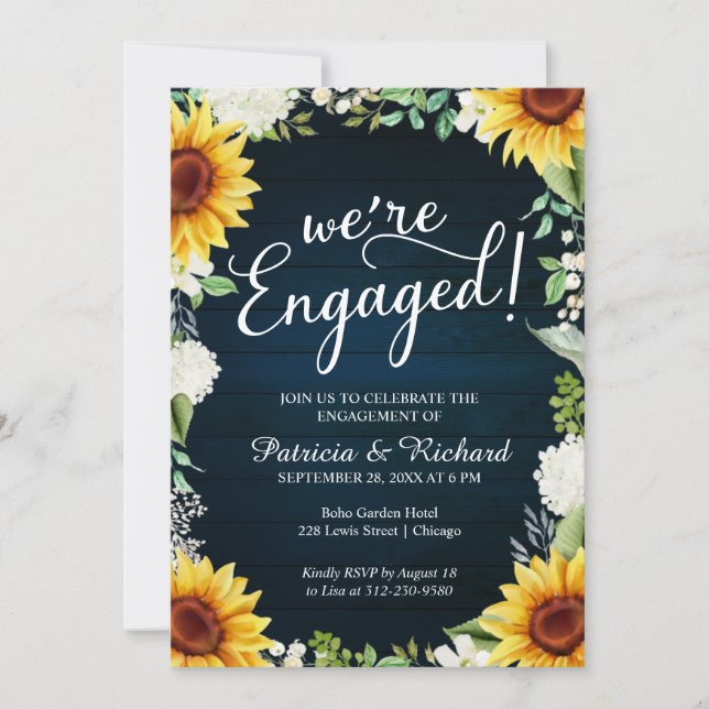 We're Engaged Rustic Engagement Party Invitation (Front)
