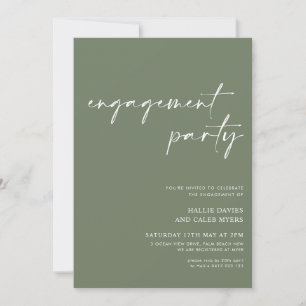 We're Engaged Sage Green Engagement Party Invitati Invitation