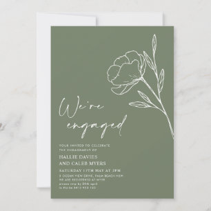 We're Engaged Sage Green Engagement Party Invitation