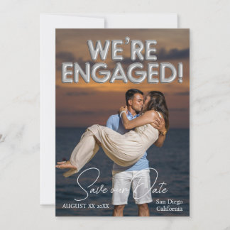 We're Engaged Silver Balloons Photo Save The Date