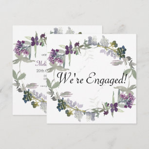 We're Engaged Watercolor Wildflowers Lavender