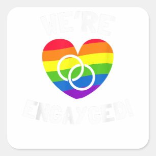 We're Engayged Gay Engagement  Square Sticker