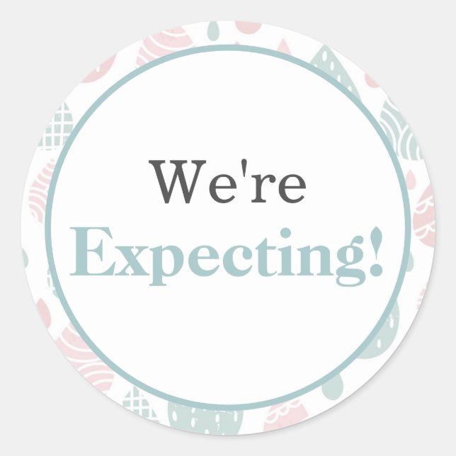 We're Expecting! Announcement Baby Birth Sticker (Front)