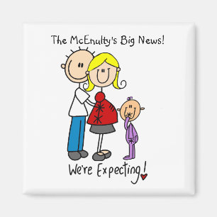 We're Expecting Family Dad Mom Toddler Girl Magnet