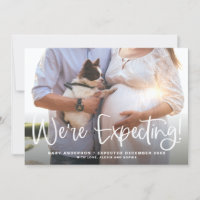 We're Expecting Modern Calligraphy Photo Pregnancy