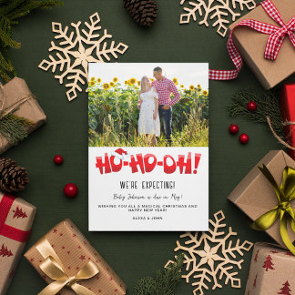 We're Expecting New Baby Photo Christmas Holiday Postcard