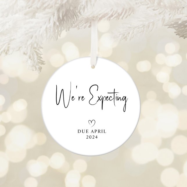 We're Expecting Parents Photo Baby Due 2024 Ceramic Ornament (Expecting Parents Photo Baby Due 2024 Ceramic Ornament)