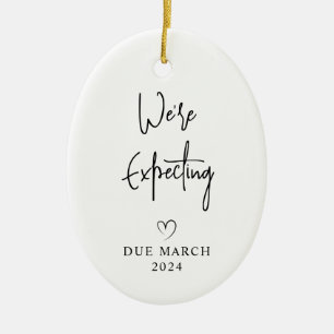 We're Expecting Parents Photo Baby Due 2027 Ceramic Ornament