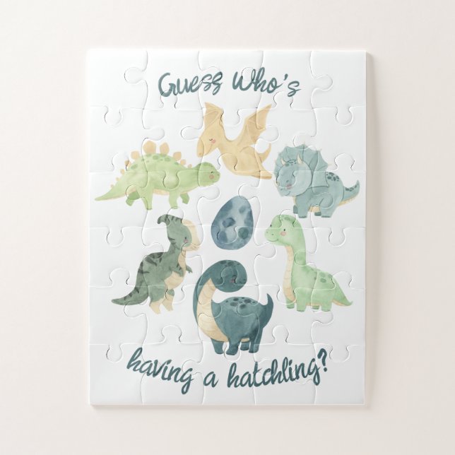 We're Expecting Pregnancy Announcement Dino Egg Jigsaw Puzzle (Vertical)