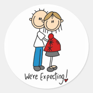 We're Expecting! Pregnant Stick Figure Sticker