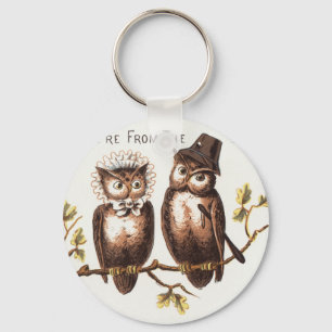 We're from the Owl Country: Chromolithograph Art Keychain