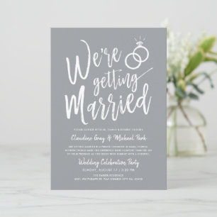 We're Getting Married Post-Wedding Pewter Grey Invitation