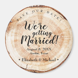 We're getting Married Rustic Wedding Wood Custom Magnet