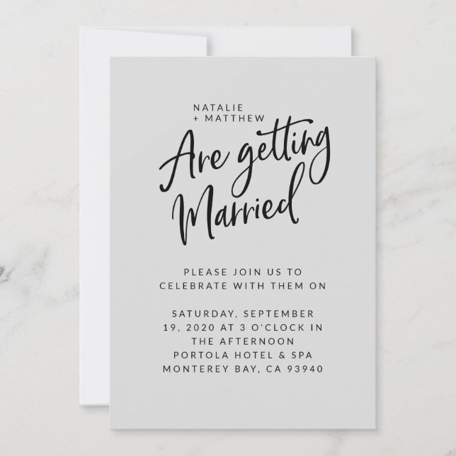 We're getting married script wedding invitation (Front)
