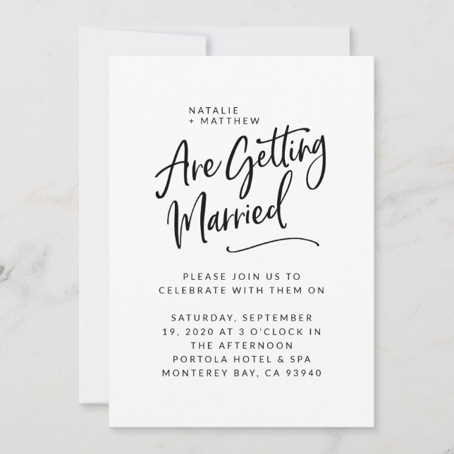 We're getting married script wedding invitation (Front)