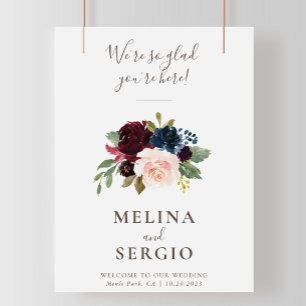 We're Glad You're Here Classic Wedding Welcome Poster