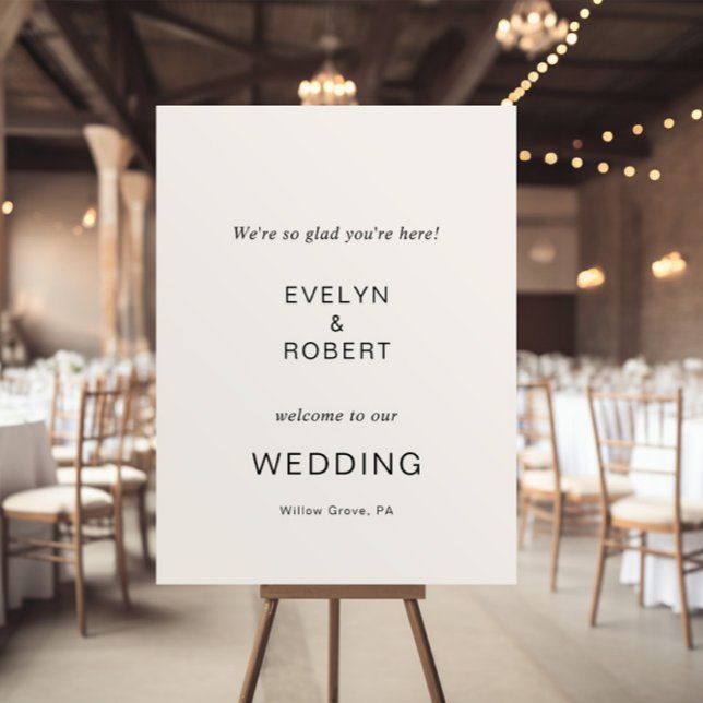 We're Glad You're Here Minimalist Wedding Welcome Poster (Creator Uploaded)