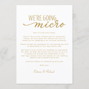 We're Going Micro Downsize Wedding Announcement