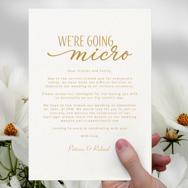 We're Going Micro Downsize Wedding Announcement Postcard (Creator Uploaded)