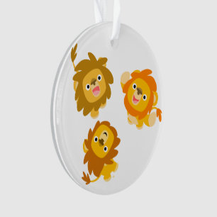 "We're Here!!" Cute Cartoon Lions Acrylic Ornament