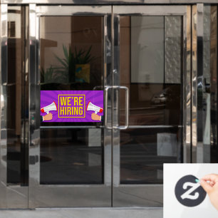 We're Hiring Purple Yellow Bright Colours Window Cling