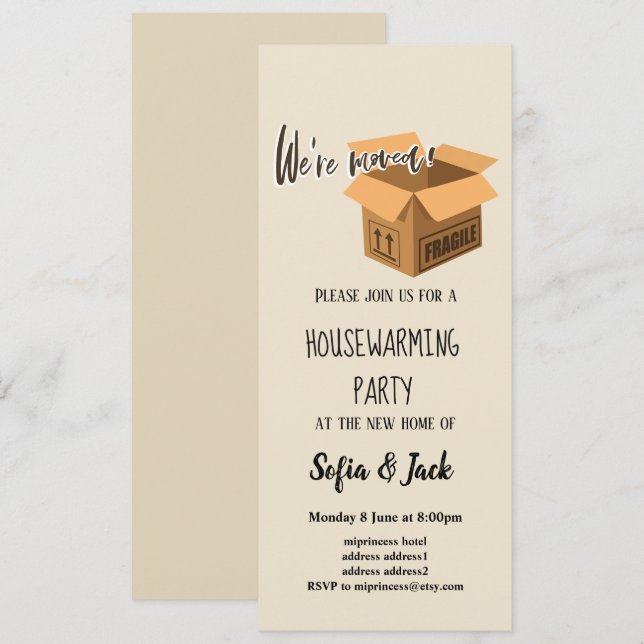 we're moved housewarming party invitation (Front/Back)