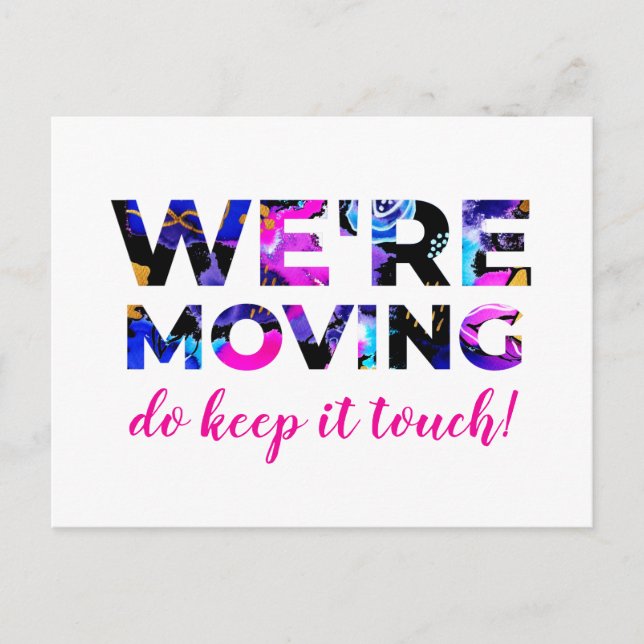 We're Moving Blue Pink Abstract Announcement  Postcard (Front)