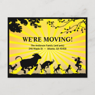 We're Moving   Bold Colourful Moving Announcement Postcard