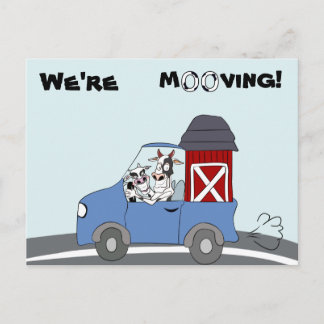We're Moving Cow Postcard