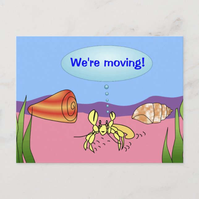 We're Moving Hermit Crab Change of Address Cards (Front)