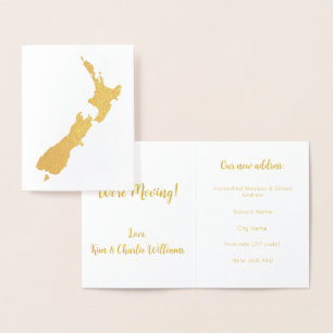WE'RE MOVING TO NEW ZEALAND GOLD ADDRESS CHANGE FOIL CARD