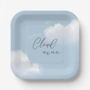 We're on Cloud 9 Blue Boy Baby Shower Paper Plate