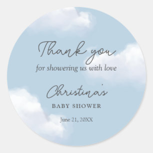 We're on Cloud 9 Blue Boy Baby Shower Thank You Classic Round Sticker