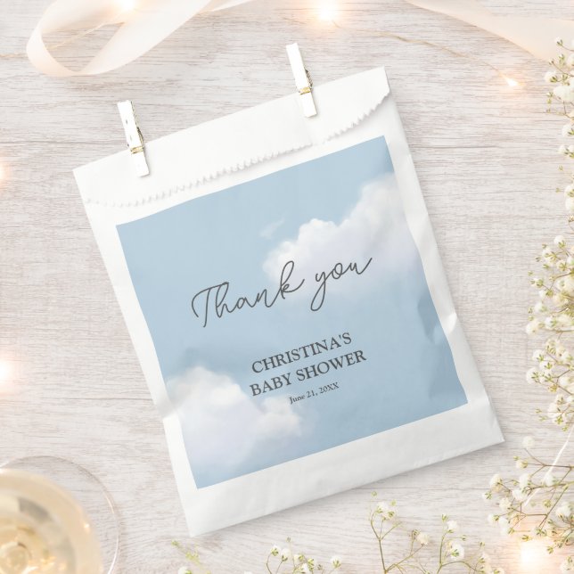 We're on Cloud 9 Blue Boy Baby Shower Thank You Favour Bag (Clipped)