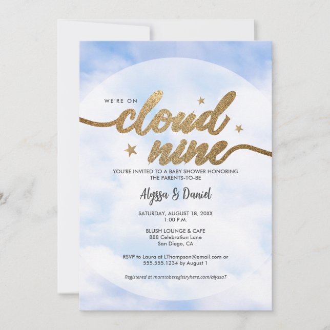 We're on Cloud 9 Couple Baby shower  Invitation (Front)