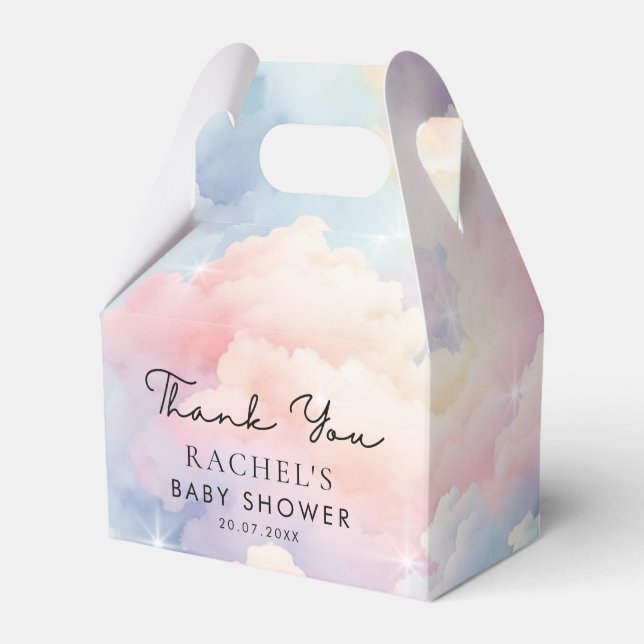We're On Cloud 9 Dreamy Clouds Baby Shower  Favor Box (Front Side)
