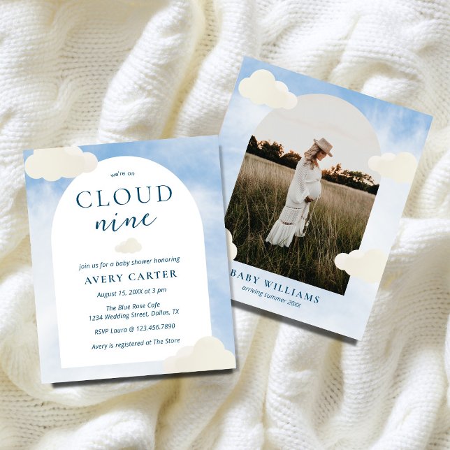 We're On Cloud 9 Dreamy Clouds Baby Shower Invites (Creator Uploaded)