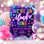 We're On Cloud 9 Neon Glow 9th Birthday Party Invitation<br><div class="desc">We're On Cloud 9 Neon Glow 9th Birthday Party Invitation</div>