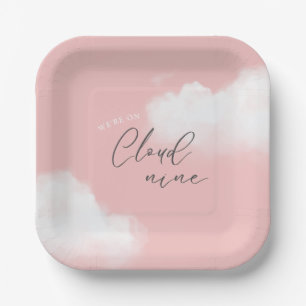 We're on Cloud 9 Pink Girl Baby Shower Paper Plate